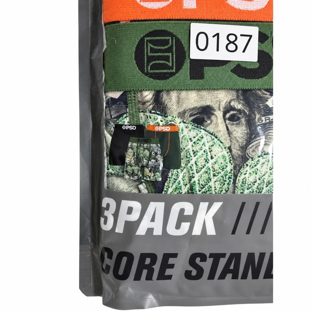 PSD Underwear Mens 3-Pack Boxer Briefs Core Standard Money Camo Large NEW
